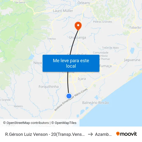 R.Gérson Luiz Venson - 20(Transp.Venson) to Azambuja map