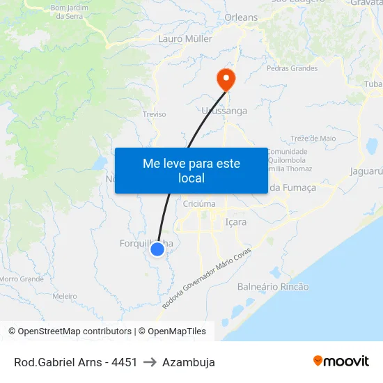 Rod.Gabriel Arns - 4451 to Azambuja map