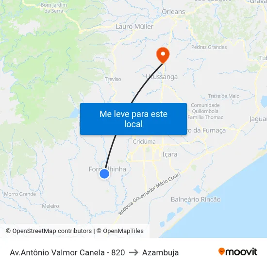 Av.Antônio Valmor Canela - 820 to Azambuja map
