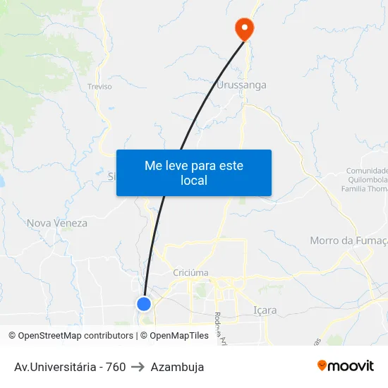 Av.Universitária - 760 to Azambuja map