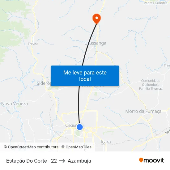 Estação Do Corte - 22 to Azambuja map