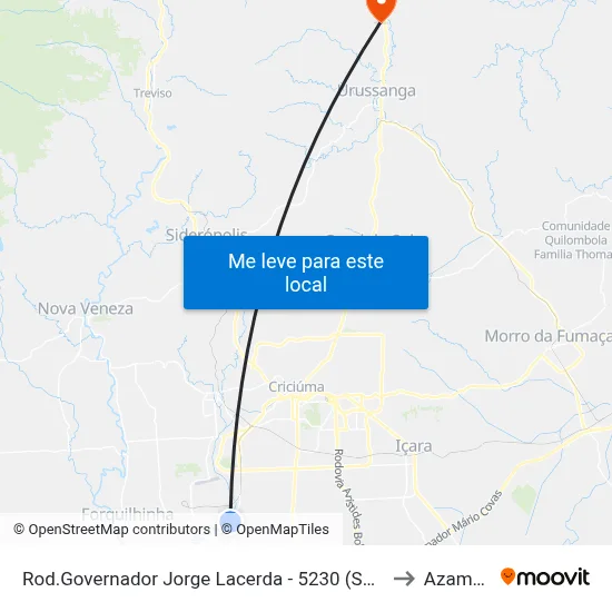 Rod.Governador Jorge Lacerda - 5230 (Sangão Trevo) to Azambuja map