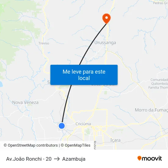 Av.João Ronchi - 20 to Azambuja map