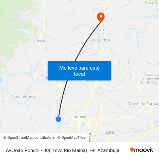 Av.João Ronchi - 30(Trevo Rio Maina) to Azambuja map