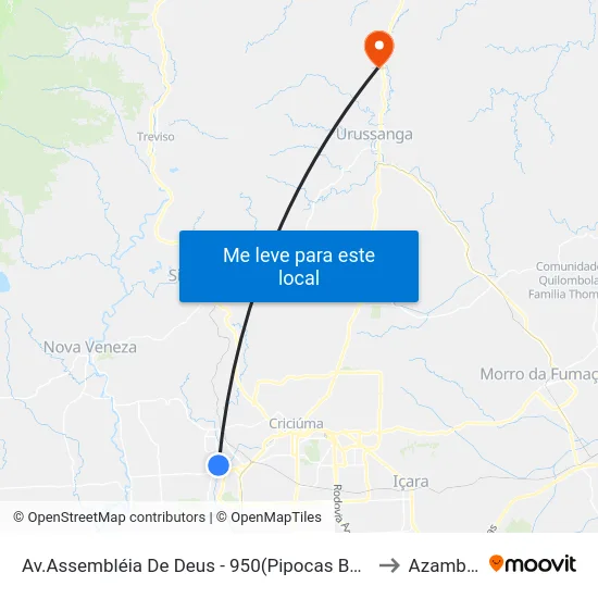 Av.Assembléia De Deus - 950(Pipocas Beija Flor) to Azambuja map