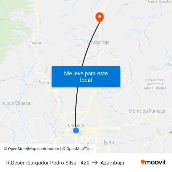 R.Desembargador Pedro Silva - 420 to Azambuja map