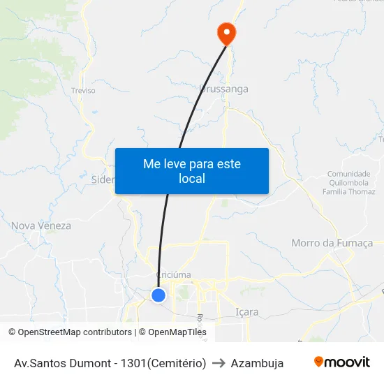 Av.Santos Dumont - 1301(Cemitério) to Azambuja map