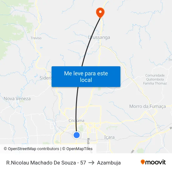 R.Nicolau Machado De Souza - 57 to Azambuja map