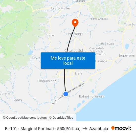 Br-101 - Marginal Portinari - 550(Pórtico) to Azambuja map