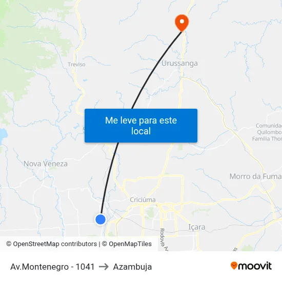 Av.Montenegro - 1041 to Azambuja map