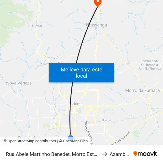 Rua Abele Martinho Benedet, Morro Estevão to Azambuja map