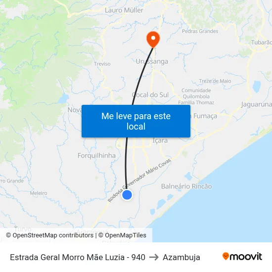 Estrada Geral Morro Mãe Luzia - 940 to Azambuja map