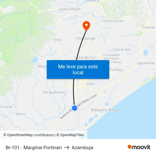 Br-101 - Marginal Portinari to Azambuja map