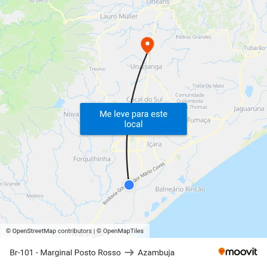 Br-101 - Marginal Posto Rosso to Azambuja map