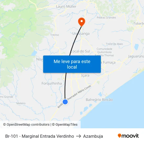 Br-101 - Marginal Entrada Verdinho to Azambuja map
