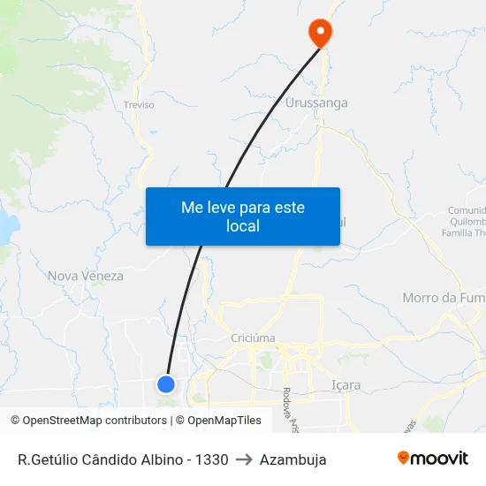 R.Getúlio Cândido Albino - 1330 to Azambuja map