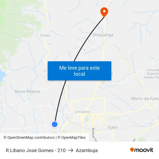 R.Líbano José Gomes - 210 to Azambuja map