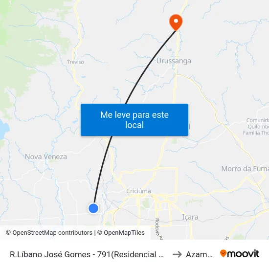 R.Líbano José Gomes - 791(Residencial Santa Luzia) to Azambuja map