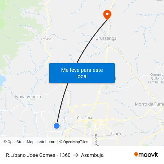 R.Líbano José Gomes - 1360 to Azambuja map