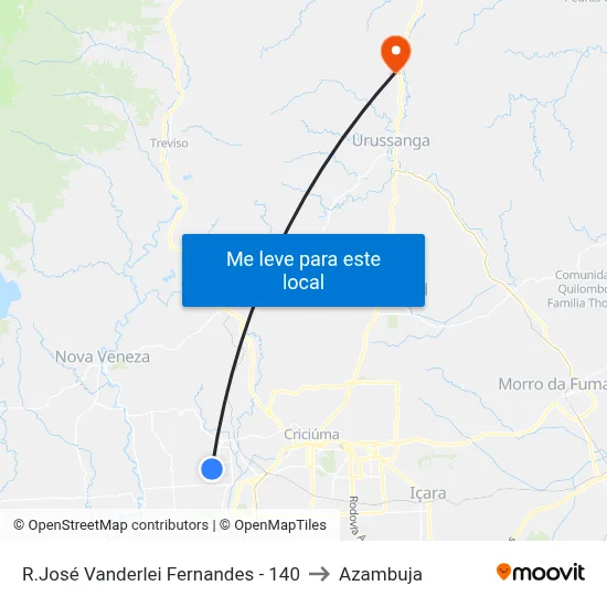R.José Vanderlei Fernandes - 140 to Azambuja map