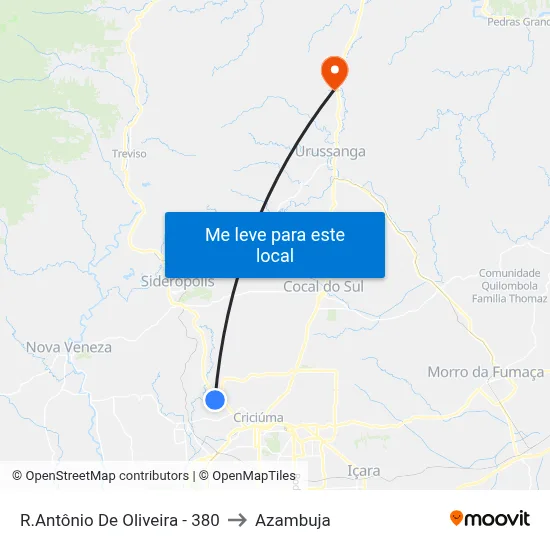 R.Antônio De Oliveira - 380 to Azambuja map