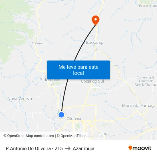 R.Antônio De Oliveira - 215 to Azambuja map