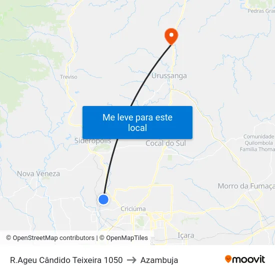 R.Ageu Cândido Teixeira 1050 to Azambuja map