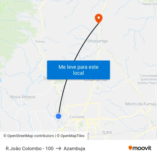 R.João Colombo - 100 to Azambuja map