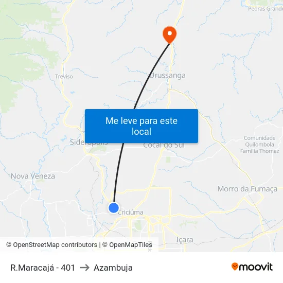 R.Maracajá - 401 to Azambuja map