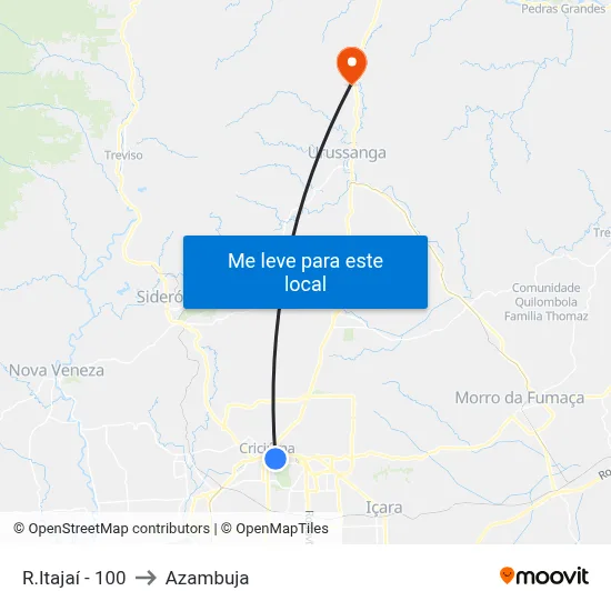 R.Itajaí - 100 to Azambuja map