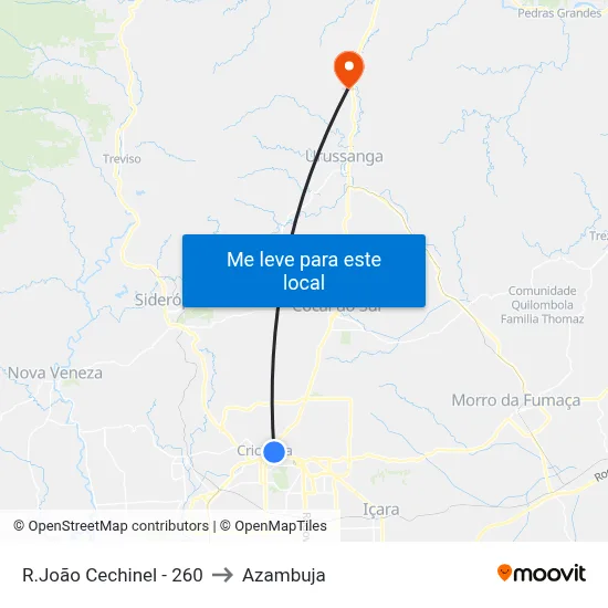 R.João Cechinel - 260 to Azambuja map