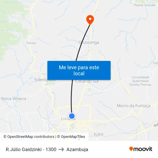 R.Júlio Gaidzinki - 1300 to Azambuja map