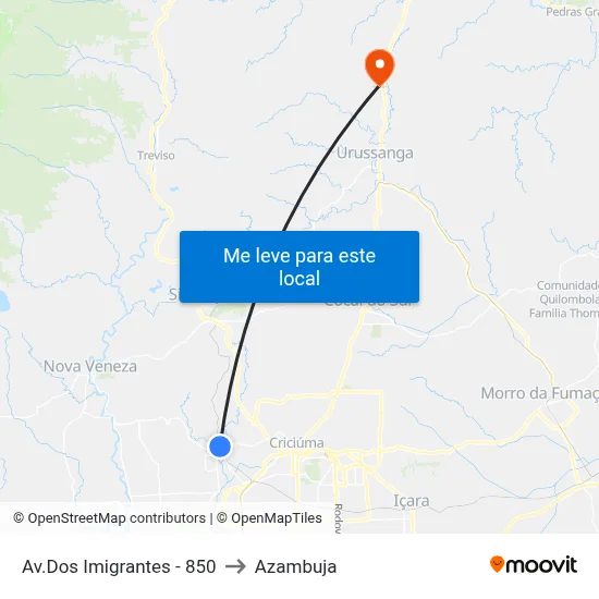 Av.Dos Imigrantes - 850 to Azambuja map