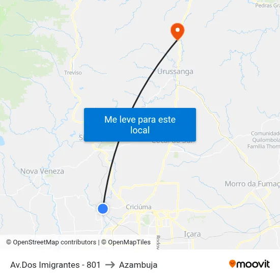 Av.Dos Imigrantes - 801 to Azambuja map