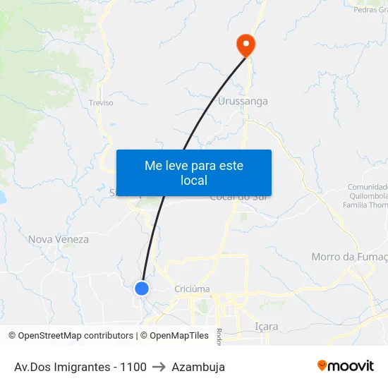 Av.Dos Imigrantes - 1100 to Azambuja map
