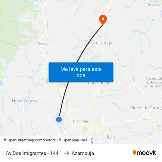Av.Dos Imigrantes - 1441 to Azambuja map
