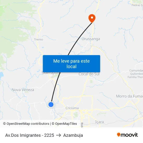 Av.Dos Imigrantes - 2225 to Azambuja map