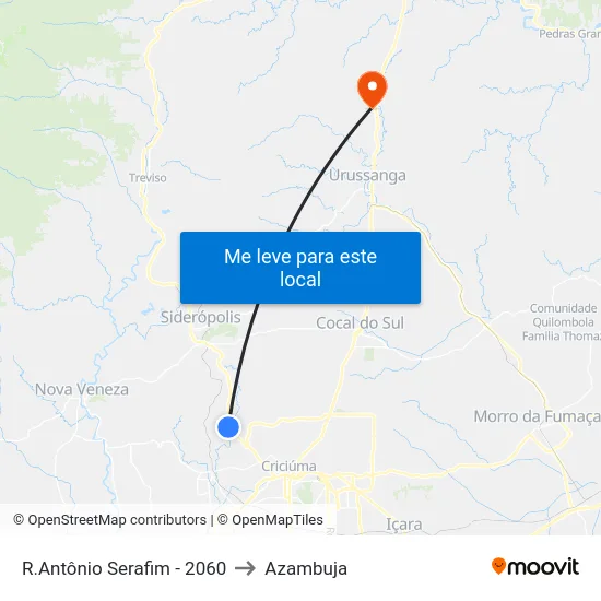 R.Antônio Serafim - 2060 to Azambuja map