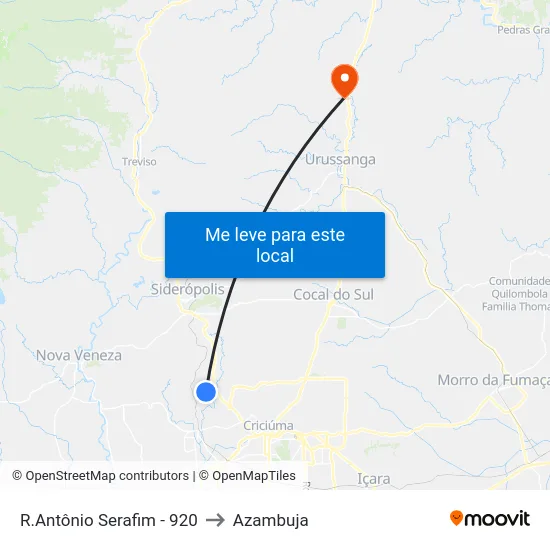 R.Antônio Serafim - 920 to Azambuja map