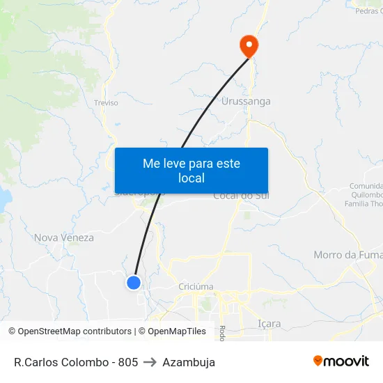 R.Carlos Colombo - 805 to Azambuja map