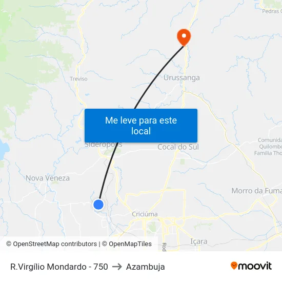 R.Virgílio Mondardo - 750 to Azambuja map