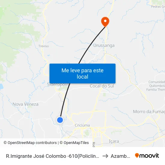 R.Imigrante José Colombo -610(Policlínica) to Azambuja map