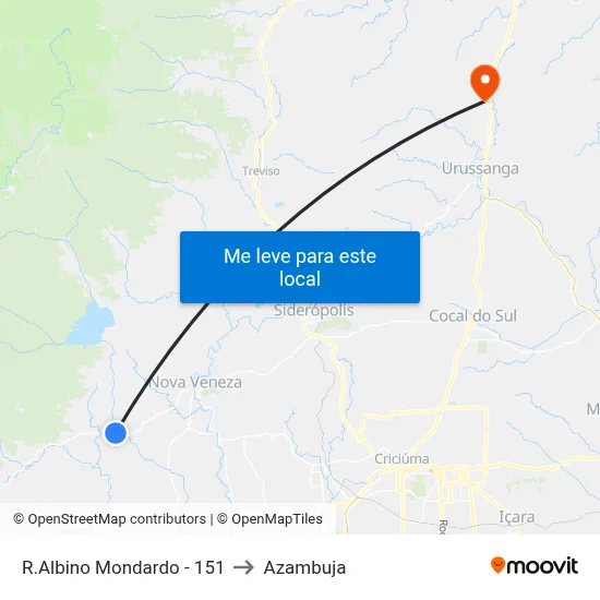 R.Albino Mondardo - 151 to Azambuja map