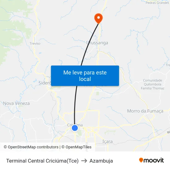 Terminal Central Criciúma(Tce) to Azambuja map