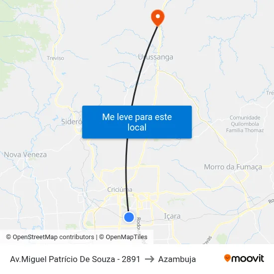 Av.Miguel Patrício De Souza - 2891 to Azambuja map