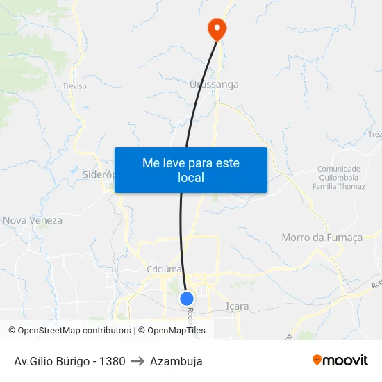 Av.Gílio Búrigo - 1380 to Azambuja map