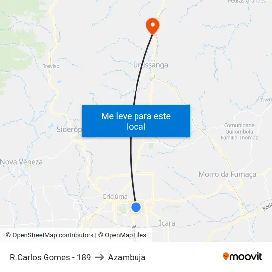 R.Carlos Gomes - 189 to Azambuja map