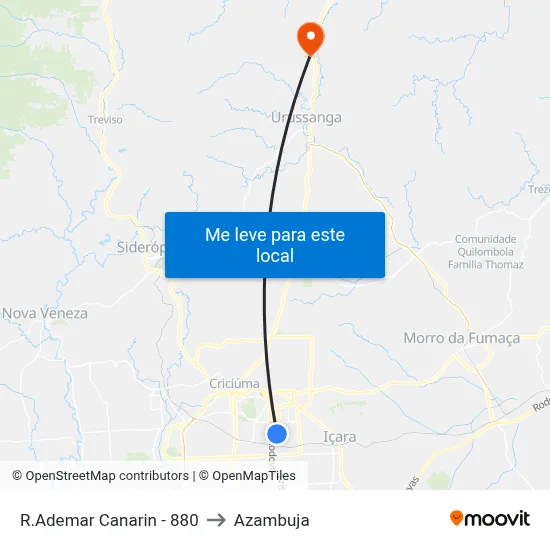 R.Ademar Canarin - 880 to Azambuja map