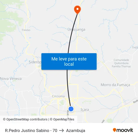 R.Pedro Justino Sabino - 70 to Azambuja map