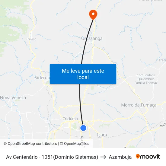 Av.Centenário - 1051(Dominio Sistemas) to Azambuja map
